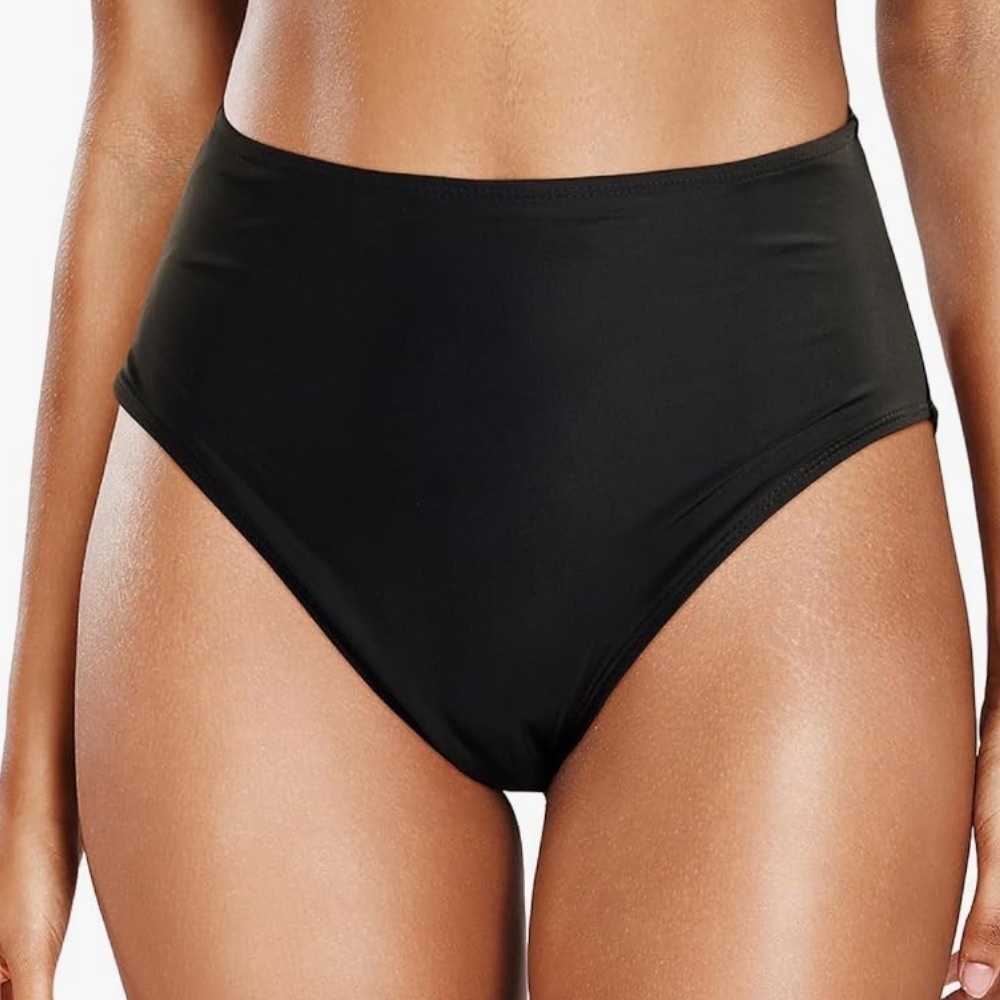 NWT CRZ YOGA High Waisted Black Medium Coverage Bikini Bottom | XS